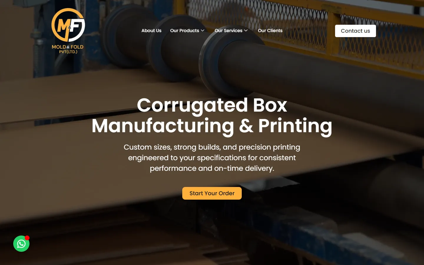 Mold & Fold website landing page