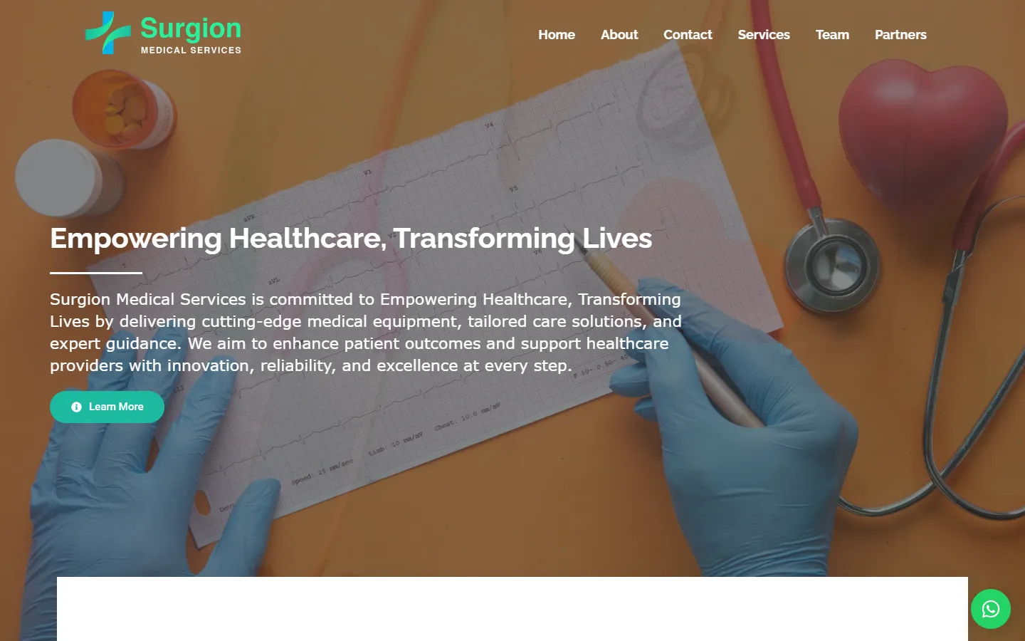 Surgion website landing page